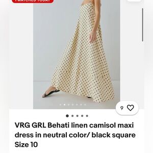 VRG GRL Behati linen maxi dress in neutral color/ black square size10 NWT